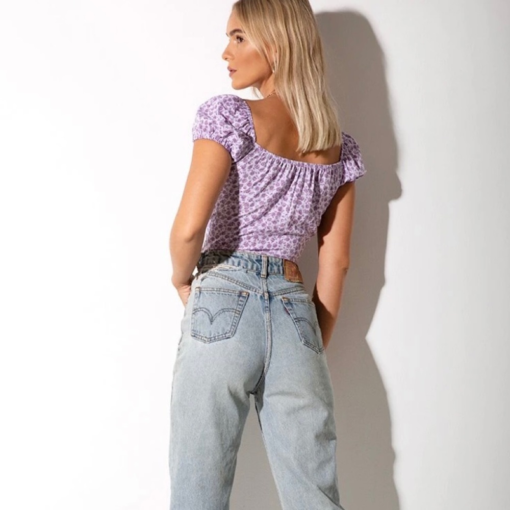 Motel Rocks Mazu Top Ditsy Rose Lilac - Picture 5 of 7